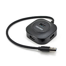 Хаб VEGGIEG V-U3401 USB 3.0 4 порти, 480Mbts, живлення від USB, Black, 0,3m, Box