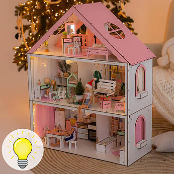 "Фантазія" ляльковий будиночок з освітленням NestWood для Барбі рожевий