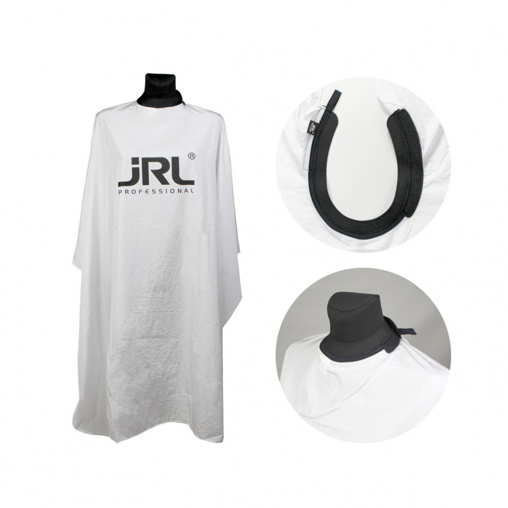 Пеньюар накидка перукарський із силіконовим коміром JRL Professional Cutting Cape White JRL-AN31024