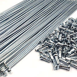 Спиця ПОСИЛЕНА 3 мм срібляста 293 мм + ніпель для велосипедів