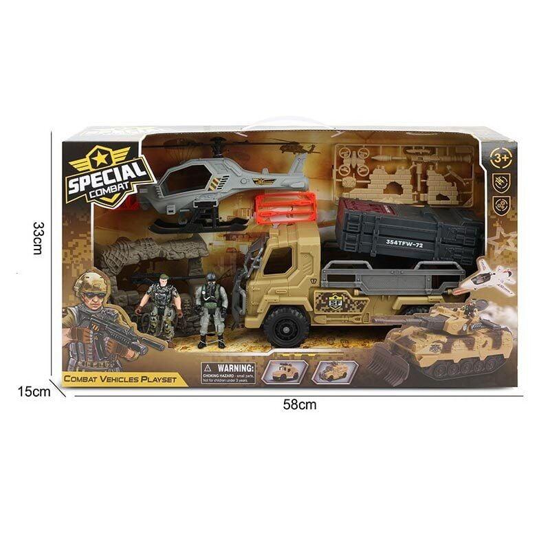 Військовий набір техніки (вертоліт, машинка запускач, солдати, пластикові патрони) G 3109-58, фото 1