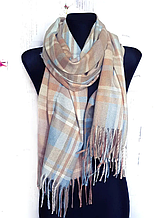 Кашеміровий шарф Клітинка 180*70 см блакитний/лате