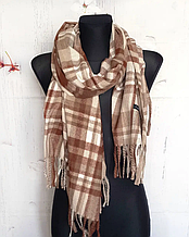 Кашеміровий шарф Клітинка 180*70 см капучино