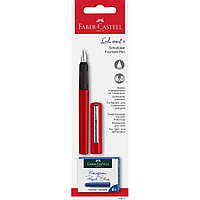 Ручка перова червоний колір корпусу, сині чорнила, Faber-Castell 149812