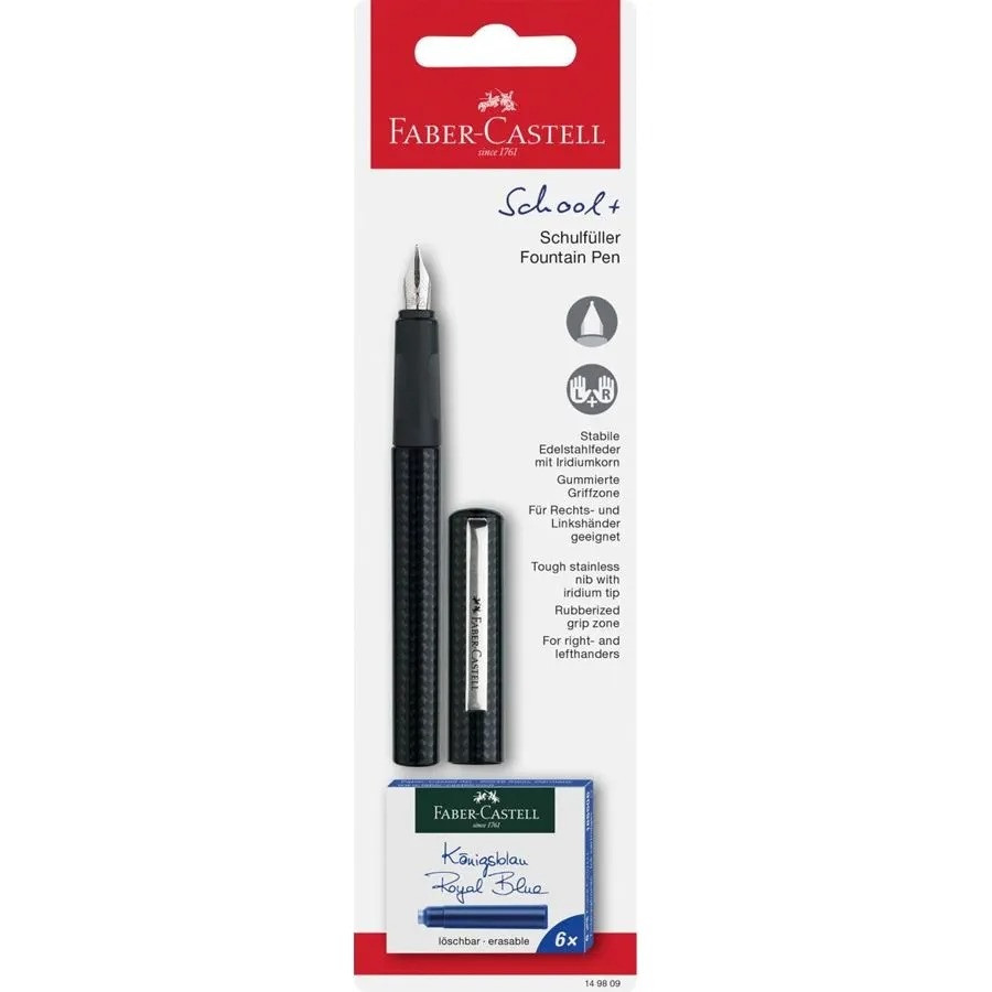 Ручка перова чорний колір корпусу, сині чорнила, Faber-Castell 149809