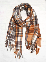 Кашеміровий шарф Клітинка 180*70 см теракот/коричневий