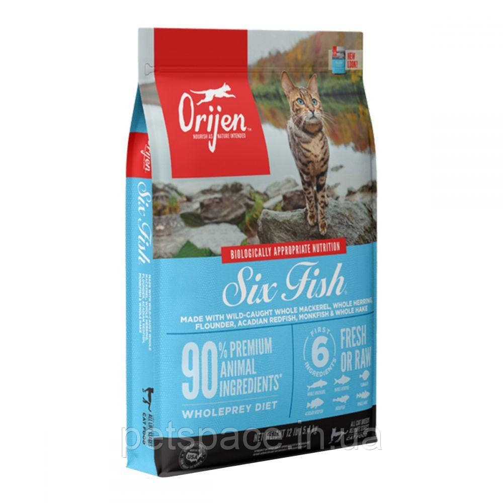 Корм Orijen Six Fish (Оріджен Сикс Фіш для котів всіх порід на всіх стадіях життя), 1,8кг.