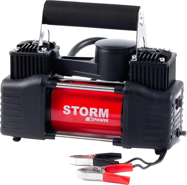 Компресор автомобільний 2-циліндровий із затискачами АКБ STORM Bi-Power 10 Атм, 85 л/хв,(8 шт)