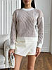 Теплий жіночий в'язаний светр у смужку в класичному стилі, фото 8