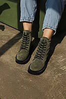 Женские ботинки высокие замшевые хаки Maxmillien