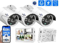 Hiseeu Комплект видеонаблюдения на 3 IP камеры 4Мп POE с монитором