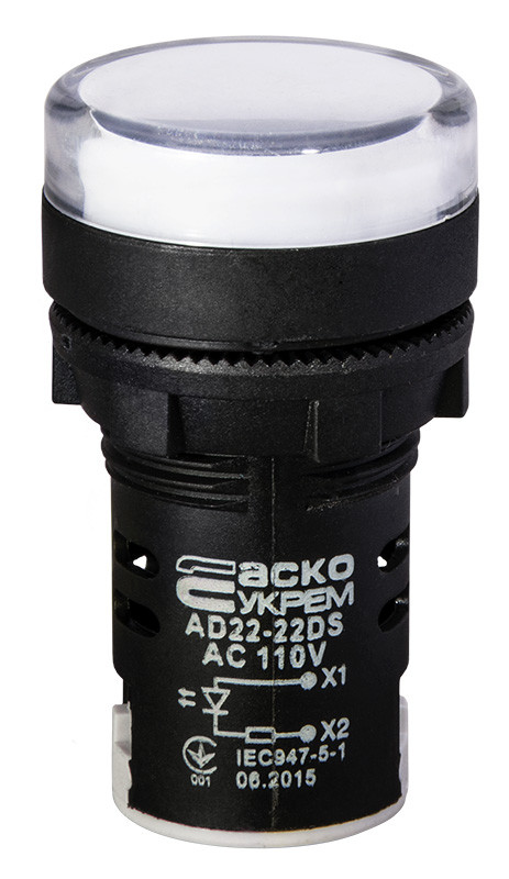 Сигнальна арматура AD22-22DS біла 110V АC, фото 1