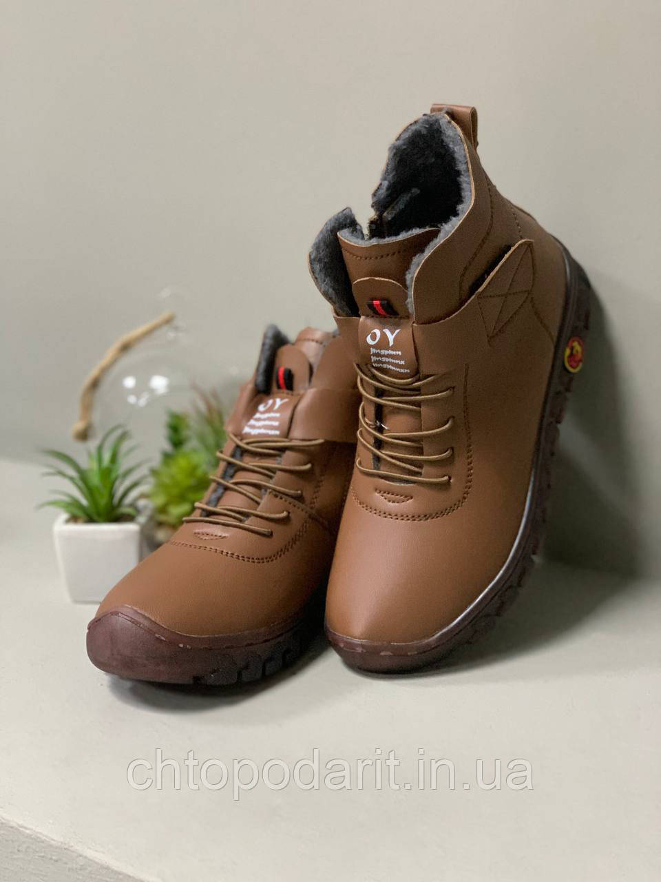 Зимові Лофери, тепле взуття, жіночі черевики, кросівки, розмір 39 коричневі Код 00-0138, фото 1