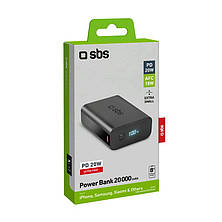 Зовнішній акумулятор SBS 20000 mAh Black (TEBB20000LCDEVOPD20K) зі швидкою зарядкою (20W+18W), фото 2