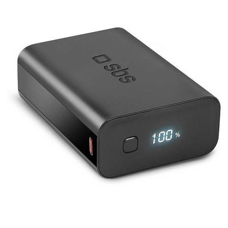 Зовнішній акумулятор SBS 20000 mAh Black (TEBB20000LCDEVOPD20K) зі швидкою зарядкою (20W+18W), фото 2