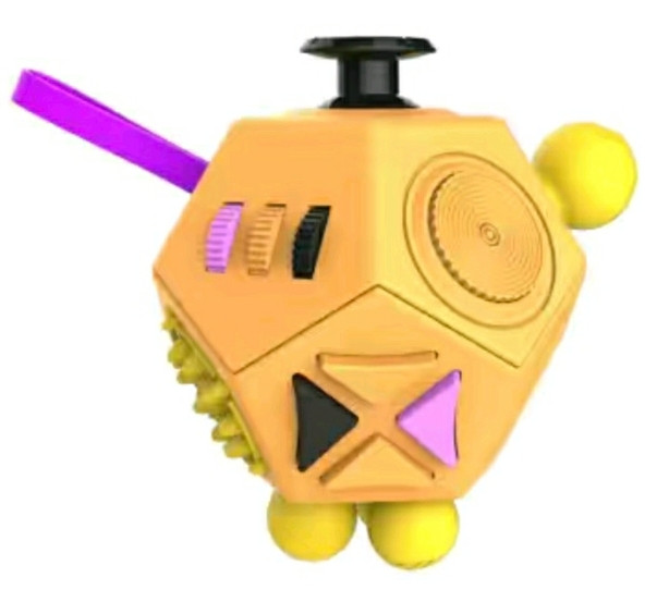 Антистрес Іграшка Додекаедр Фіджет Куб для Зняття Стресу Жовтий (006900), фото 1