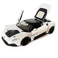 Іграшкова машинка металева Maserati MG20, Мазераті, біла, звук, світло, інерція, откр двері, капот, Автоексперт, 1:32,14,5*7,5*4см, фото 7