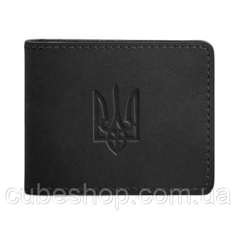 Шкіряна обкладинка для посвідчення з гербом України (чорна) шкіра Crazy Horse