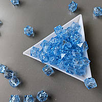 Намистини куб 10 мм блакитні акрил 500 грамм 1200 шт (ціна за шт.)