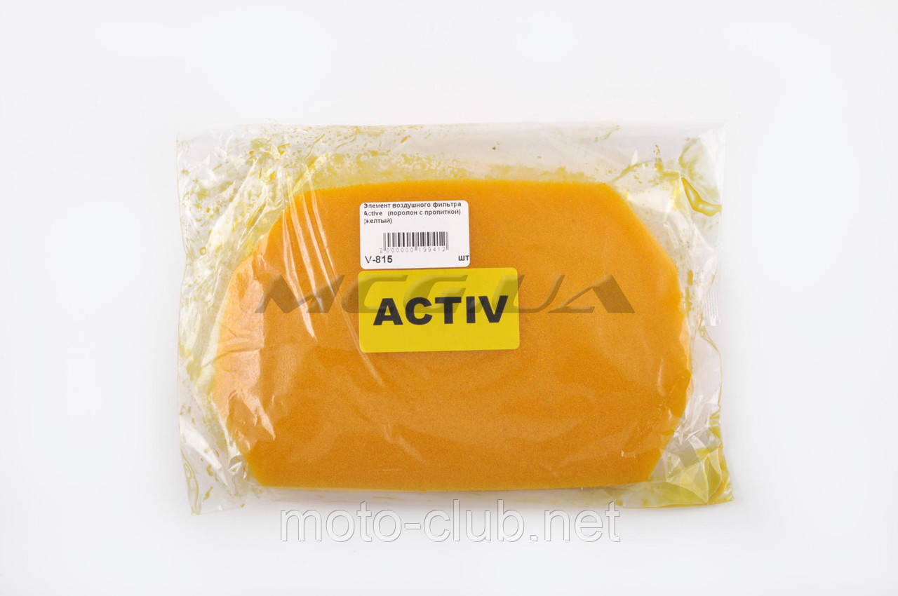Елемент повітряного фільтра на мопед Viper Active (поролон із просоченням) (жовтий)