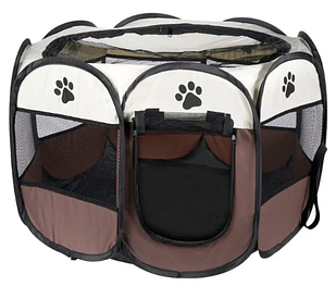 Розкладний манеж для собак і котів (тварин) 58 см для дому бежевий і коричневий