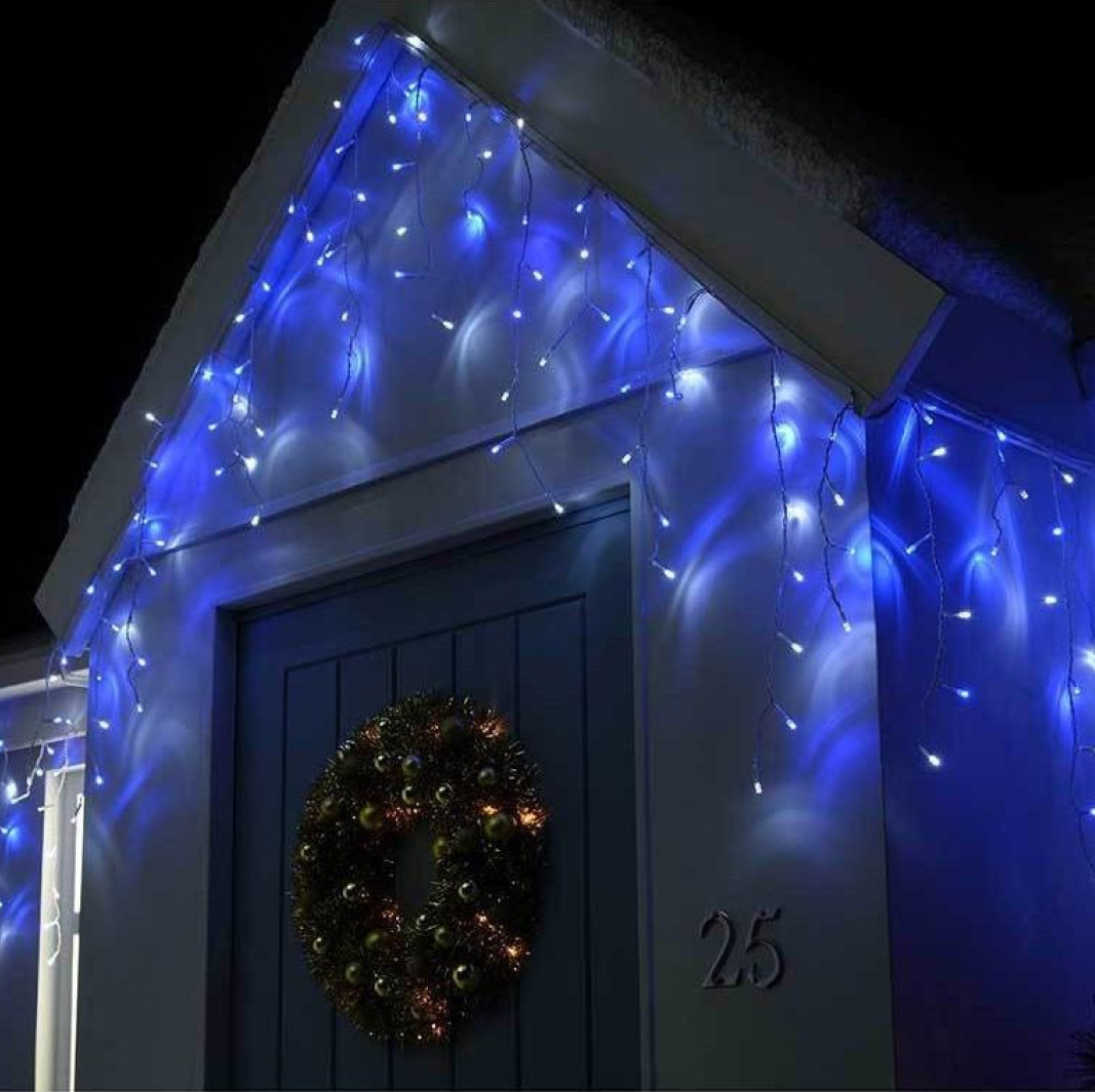 Вулична світлодіодна гірлянда бахрома 100 LED, 5x0,6м, білий каучук, статичний режим, 220В, IP65, Синьо-білий