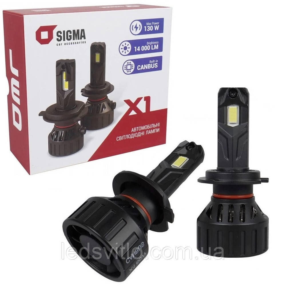 Автомобільні світлодіодні лампи SIGMA LED X1 H7 65W 12V 14000Lm 6000K CANBUS (комплект 2шт)