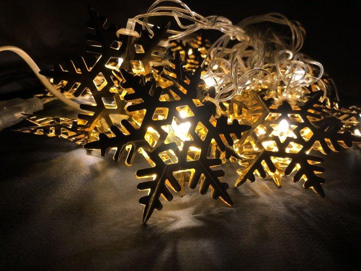 Новорічна гірлянда Сніжинки 4 м 20 сніжинок | Гірлянда зі сніжинками | Гірлянда сніжна, фото 1