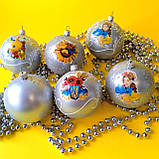 Набір новорічних іграшок 6 шт 8 см | прикраси ялинкові українські патріотичні | новорічні іграшки, фото 3