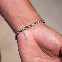 Мужской металлический серебряный браслет, цепочка на руку, стальной 3 мм высокое качество