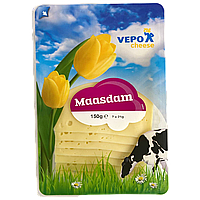 Сир нарізка маасдам Вепо Vepo maasdam 150g 15шт/ящ (Код: 00-00015402)