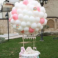 Набор 120 шаров для большого воздушного шара без корзины Эскимо с джемом Белый и розовый