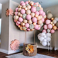Набор 100 шаров для большого воздушного шара без корзины Лиловая нежность Беж и лиловый