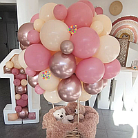 Набор 80 шаров для большого воздушного шара без корзины Совершенство Розовый и беж