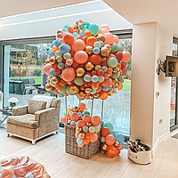 Набор 200 шаров для большого воздушного шара без корзины Яркий праздник Персик и голубой