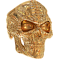 Массивное золотое кольцо череп