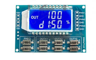 ШІМ генератор 3х канальний зі РК-дисплеєм 1 Гц-150 кГц, 3,3 — 30 В