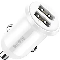 Автомобильный адаптер для телефона Baseus Grain Pro Car Charger Dual USB 4.8A White (CCALLP-02)