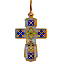 Необычный золотой крестик с камнем, крестик из золота 925