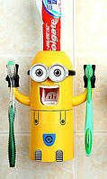 Дозатор зубної пасти Міньйон автоматичний диспенсер, настінний тримач для 2 зубних щіток