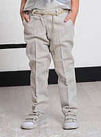 Нарядные детские брюки для девочки Chole Италия 002T1594152 Бежевый с золотом 110 .Хит!