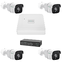 Комплект відеоспостереження на 4 камери GreenVision GV-IP-K-W75/04 5MP