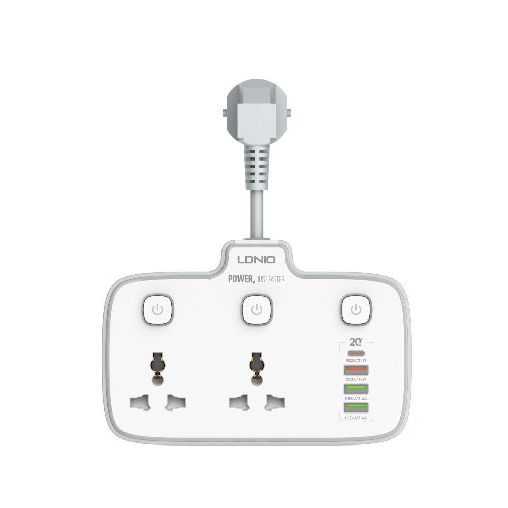 Сетевой Удлинитель LDNIO SC2413 2 universal ports /1 PD/1 QC/2 auto ID Цвет Белый - фото 2 - id-p2013365440