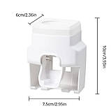 Диспенсер для зубної пасти + тримач зубних щіток 2 шт, дозатор механічний настінний, фото 2