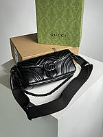 Gucci Marmont Medium Shoulder Bag Total Black 26 х 12 х 8 см женские сумочки и клатчи хорошее качество