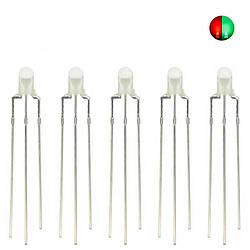 Світлодіод 3 мм червоний-зелений, загальний анод (матовий)