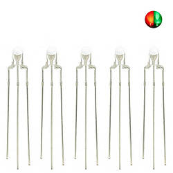 Світлодіод 3 мм червоний-зелений, загальний анод (прозорий)