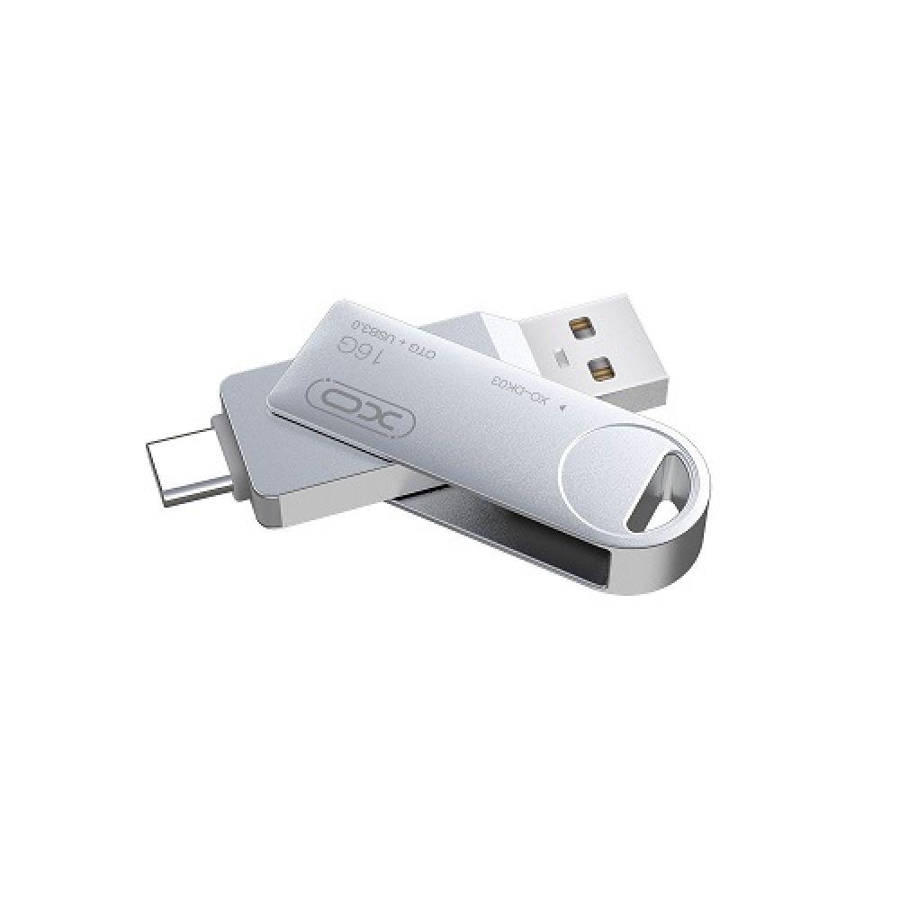 Накопитель USB Flash Drive XO DK03 USB3.0+Type C 32GB Цвет Стальной - фото 2 - id-p2013365958