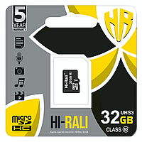 Карта Памяти Hi-Rali MicroSDHC 32gb UHS-3 10 Class Цвет Чёрный