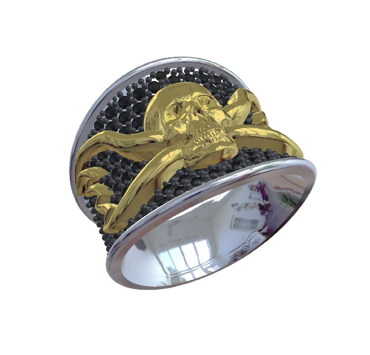 Кольцо из золота череп с камнями - фото 2 - id-p2013327906